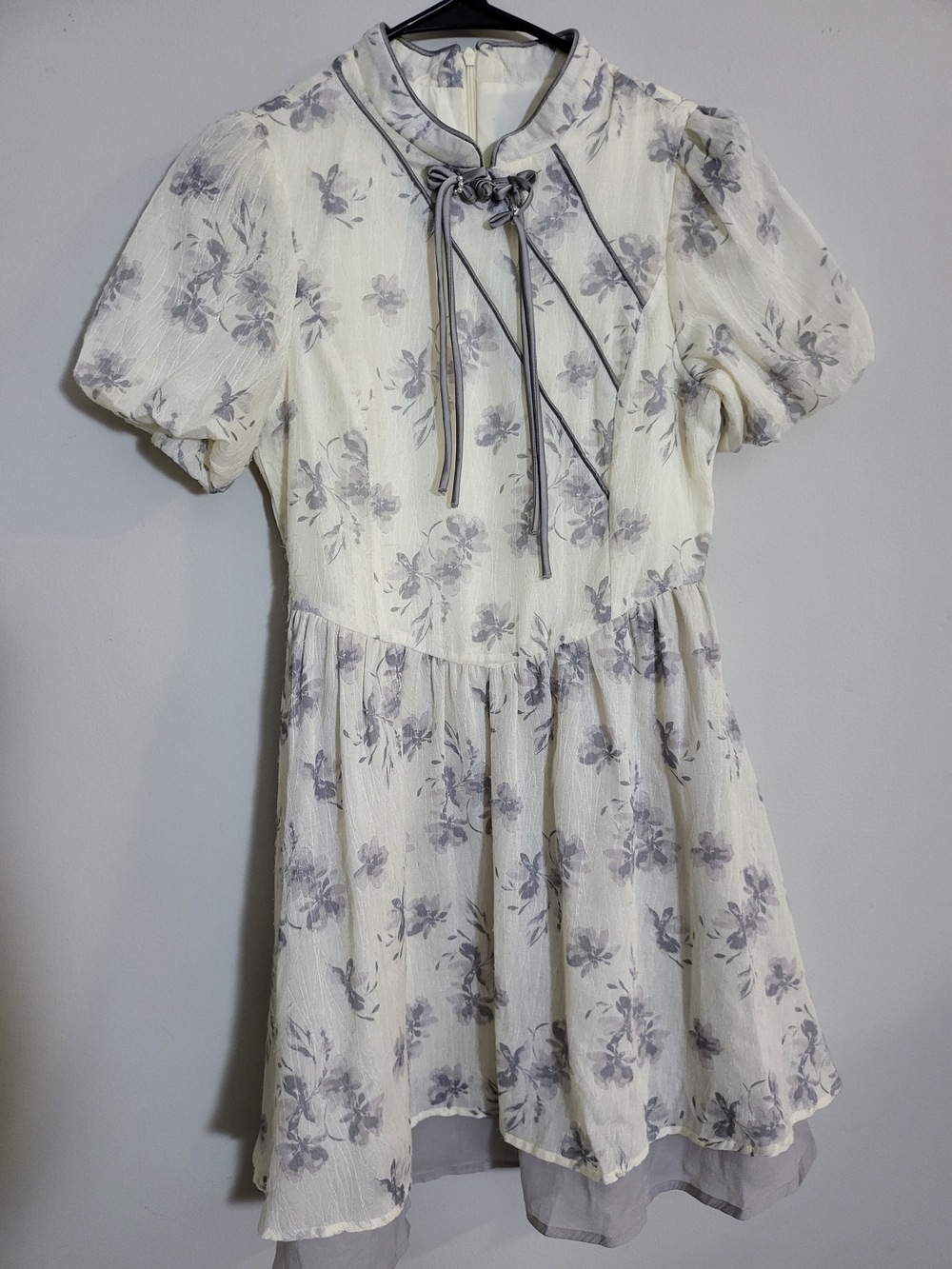 Ivory Floral Bow-Accent Dress